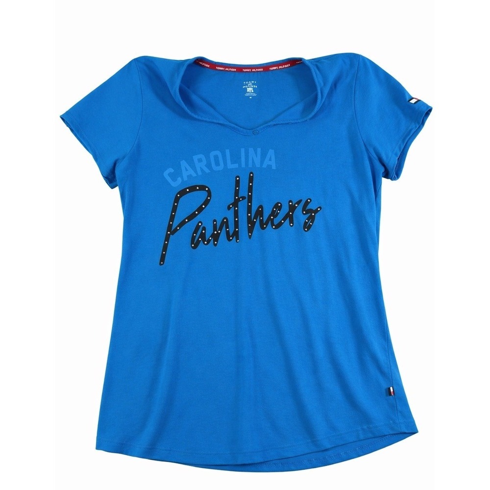 Carolina Panthers Tommy Hilfiger Women's Shirt Medium Blue‎ NFL Logo Tee